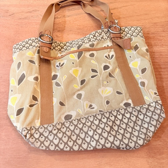 Vintage Fossil Tan Beige Yellow Women's Hobo Bag Tote Purse - Picture 6 of 16